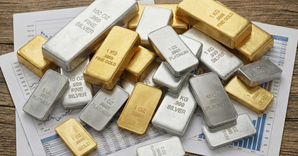 gold silver platinum bullion bars charts